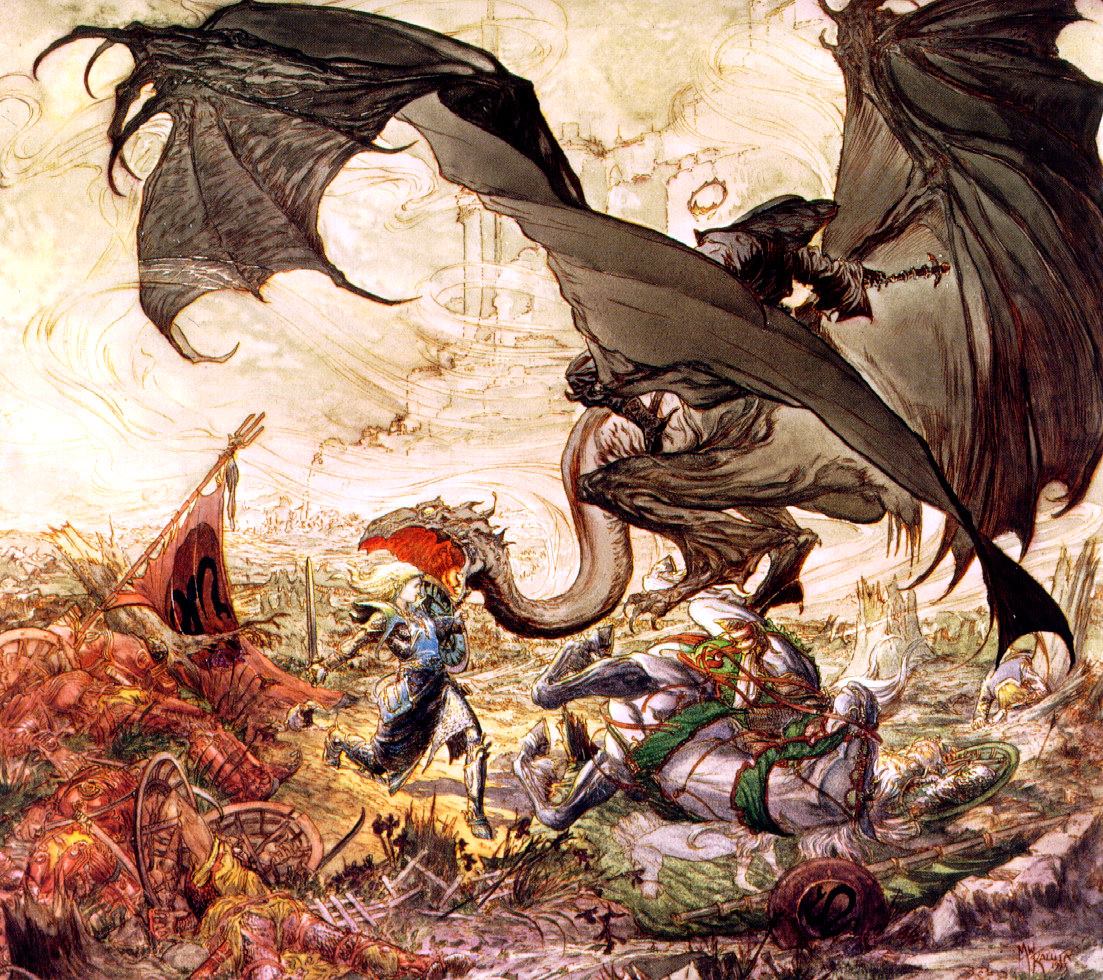 Hollywood Metal Fantasy Art: Michael Kaluta - Éowyn and the Witch-King of Angmar (1994)